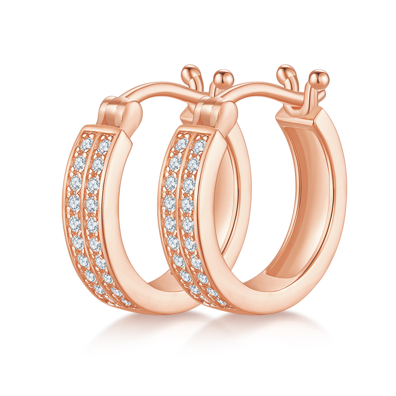 Double rows of half earrings S925 silver moissan diamond criolite grade D 0.24CT K012A