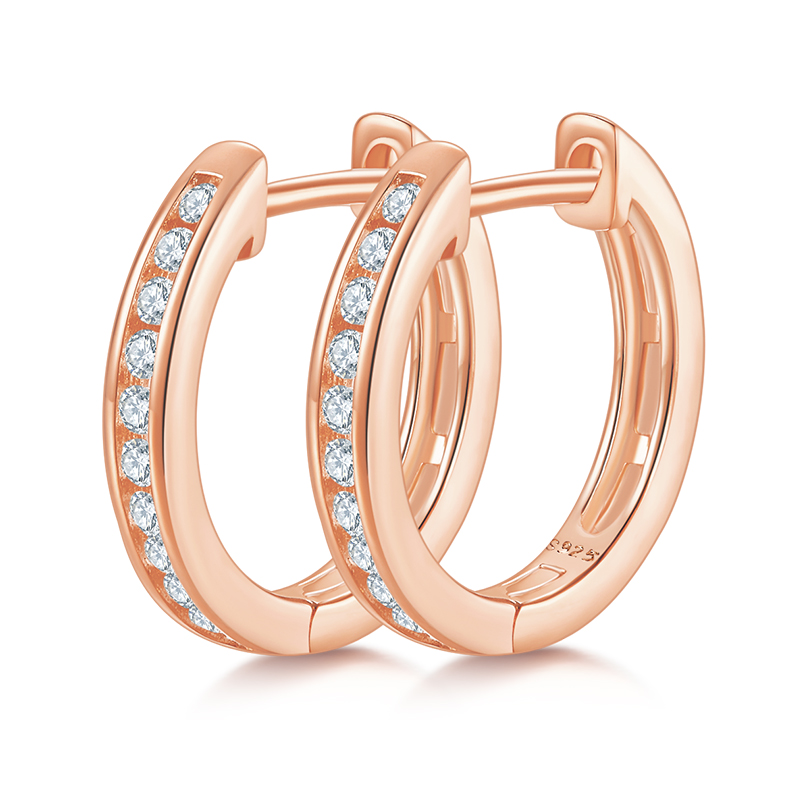 Single row of half earrings S925 Silver Moissan Diamond Grade D 0.2CT K014A