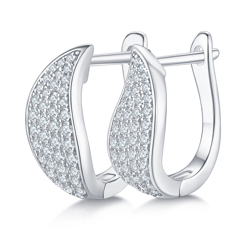 Four rows of half earrings S925 Silver Moissan Diamond Ct Grade D 0.5CT K11A