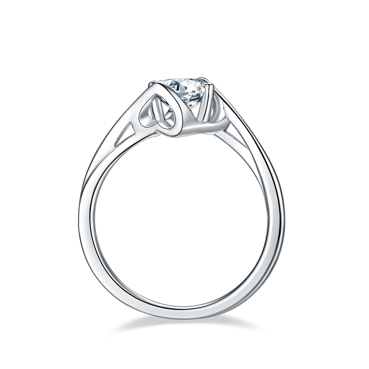 Twisted Arm Classic Angel's Kiss S925 Silver Plated White Gold Moissan Diamond Women's Ring 1 Carat Grade D