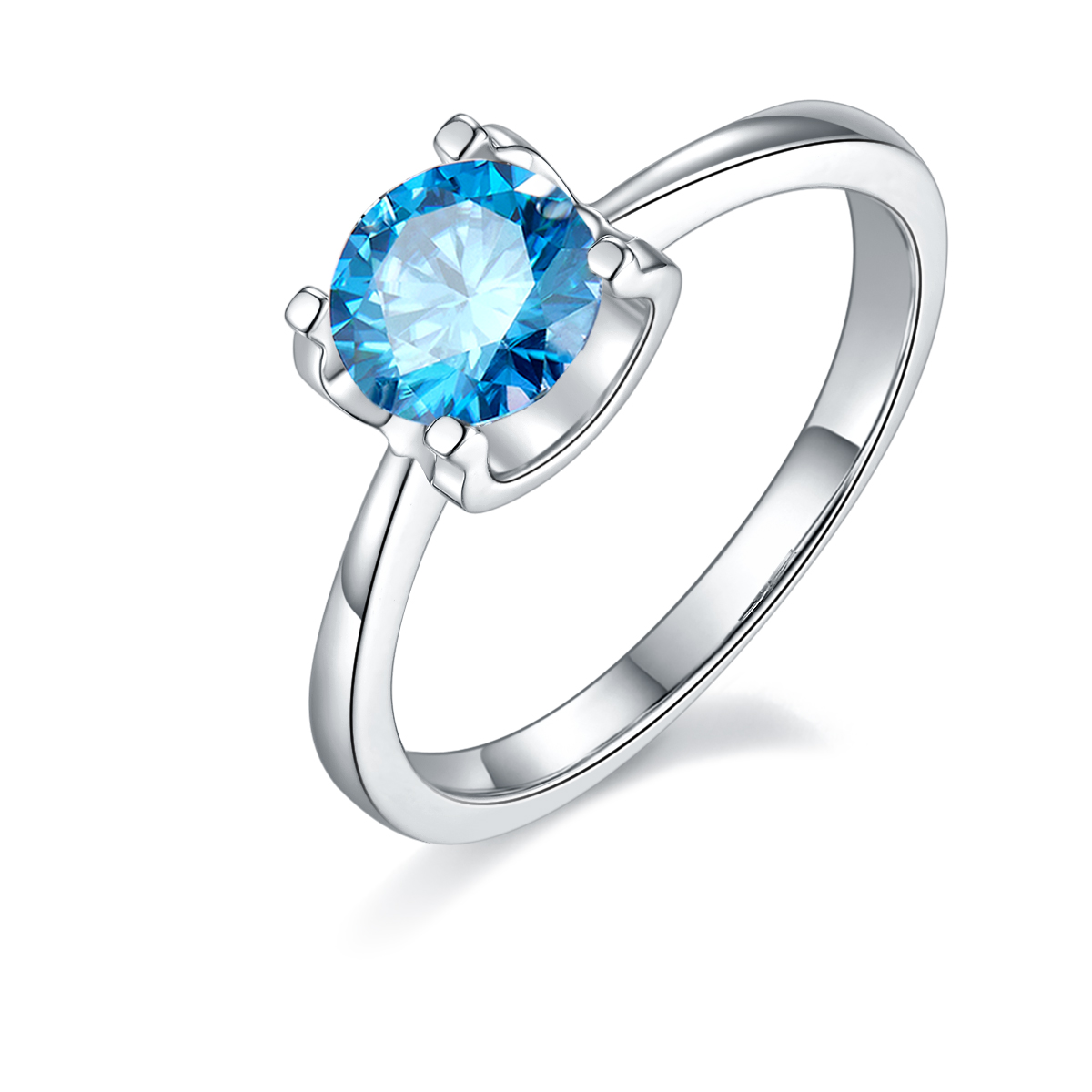 Straight Arm Classic Bullhead S925 Silver Plated White Gold Moissan Diamond Women's Ring 1 Carat D