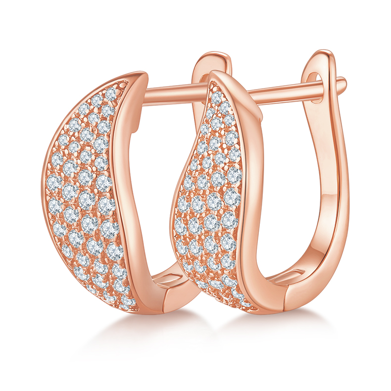 Four rows of half earrings S925 Silver Moissan Diamond Ct Grade D 0.5CT K11A