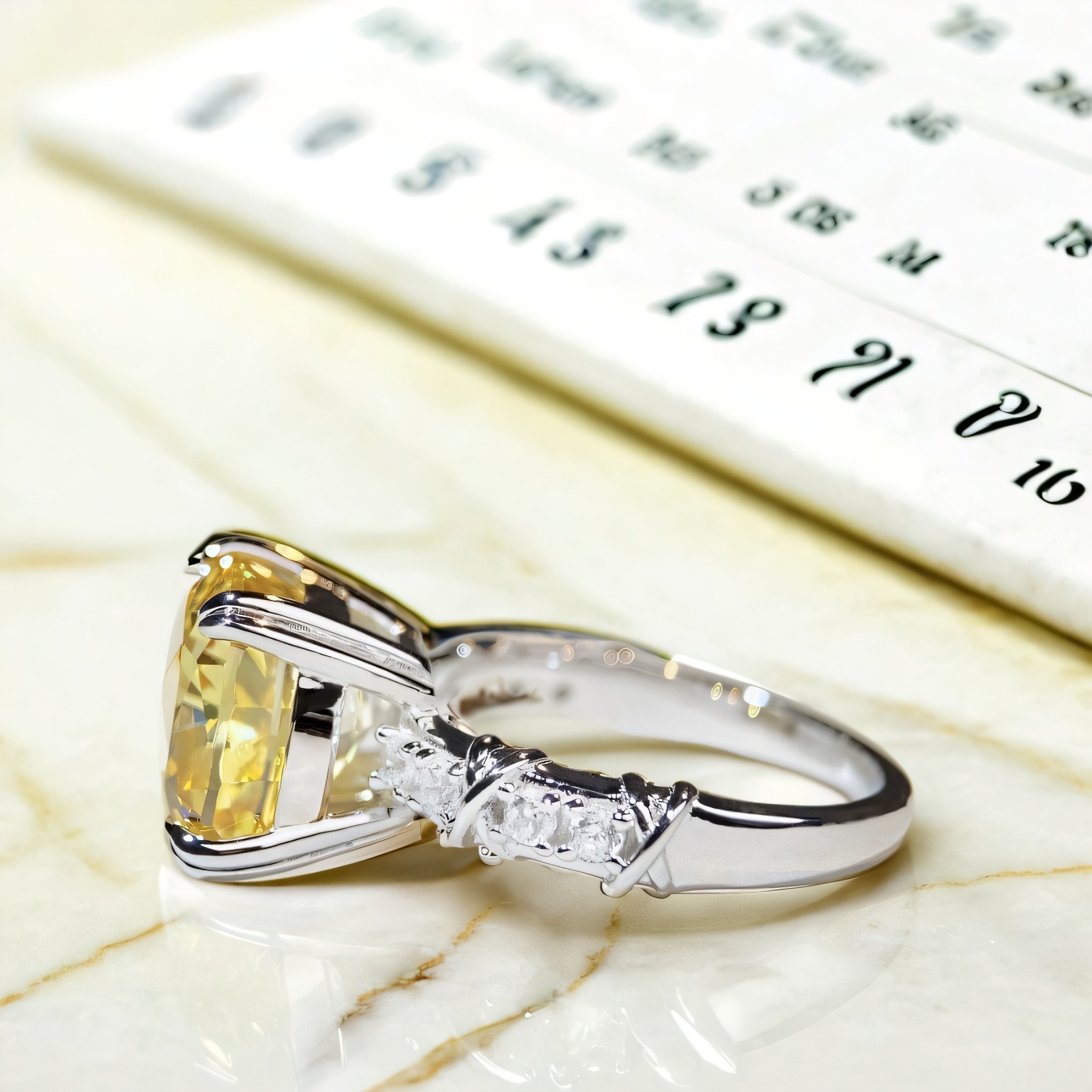 S925 Sterling Silver Cross Ring Yellow Diamond Ice Flower Cut Ring for Women