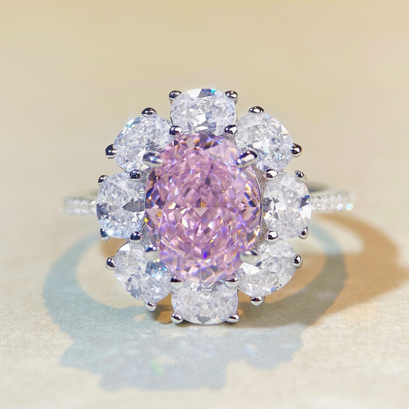 S925 Sterling Silver Ring for Women Ice Flower Cut Yellow Diamond Ring Yellow Diamond Sunflower