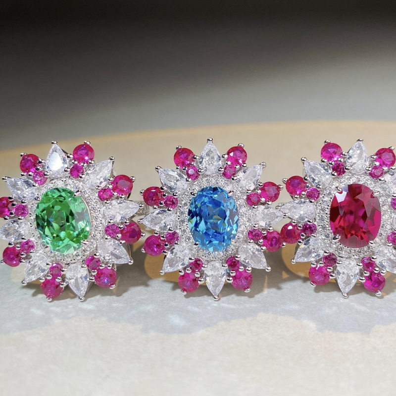 Creative Zircon Ring S925 Sterling Silver Luxury Inlaid Ring Jewelry New Arrival Personality Wholesale