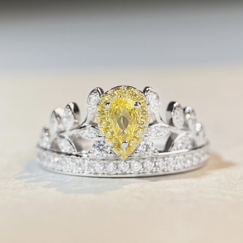 S925 Sterling Silver Pink Diamond Ring for Women Cute Ins Style Simple Pink Heart Ice Flower Cut