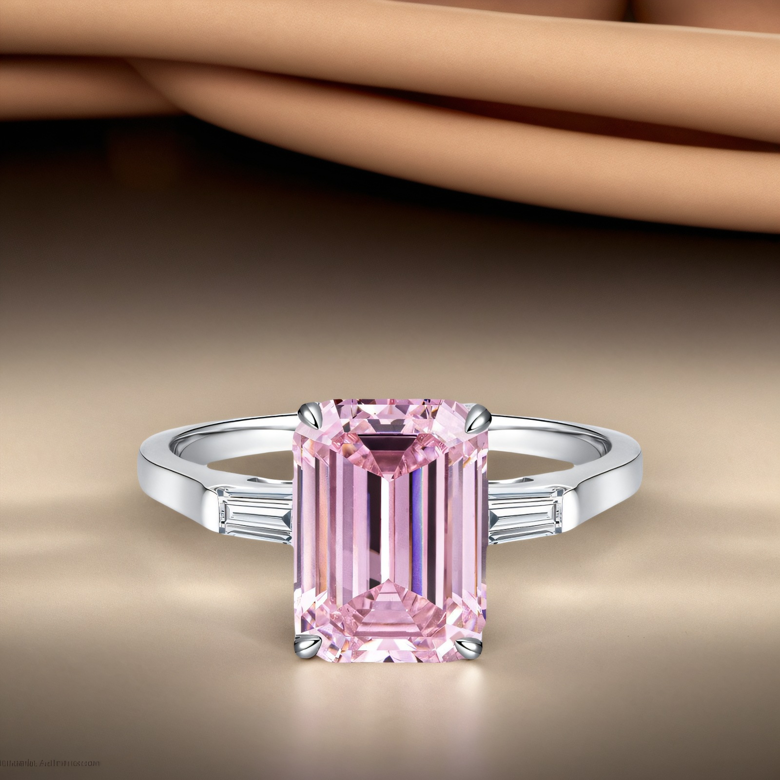 S925 Sterling Silver Emerald Cut Ring Pagoda Cut 5 Carat Square Ring for Women