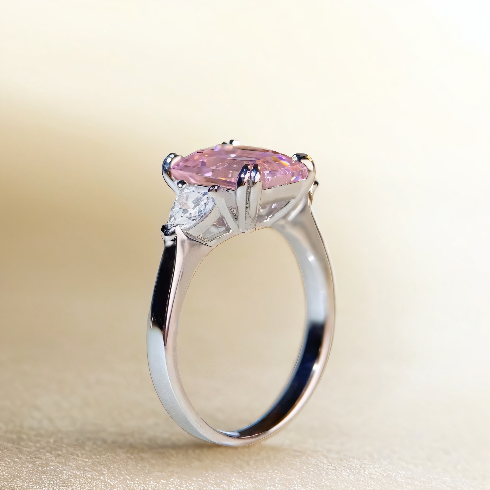 S925 Sterling Silver Pink Diamond Ring
