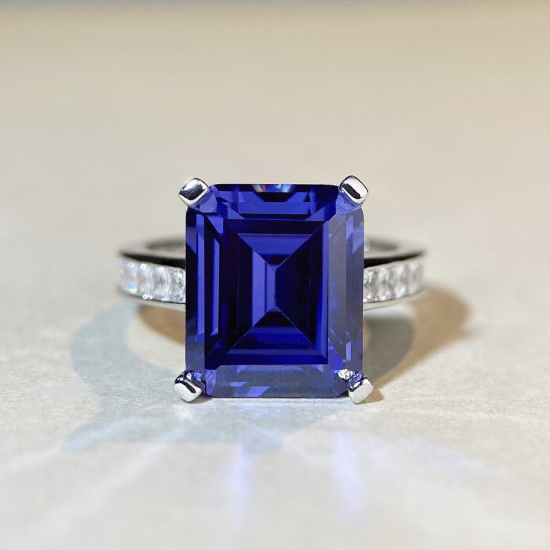 925 Sterling Silver Ring for Women with Tanzanite Classic Four-Prong Gemstone Ring