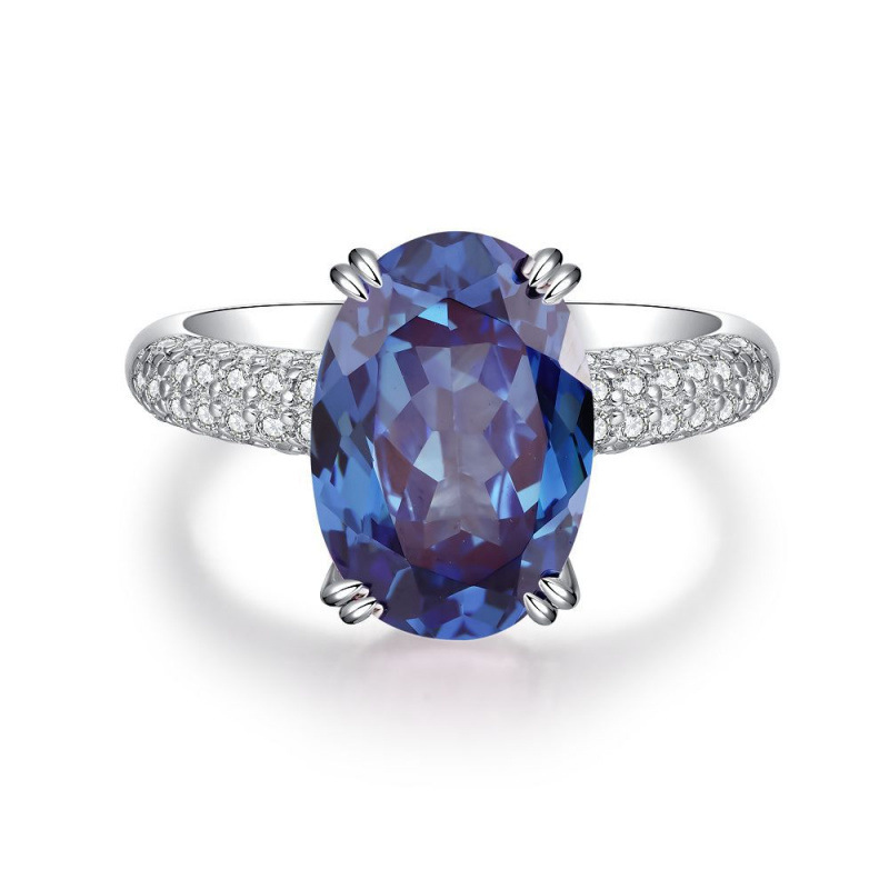 S925 Sterling Silver Pink Diamond Ring for Women Candy Color Sweet Fresh High Carbon Diamond Ring