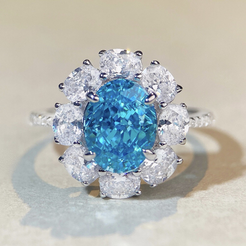 S925 Sterling Silver Ring for Women Ice Flower Cut Yellow Diamond Ring Yellow Diamond Sunflower