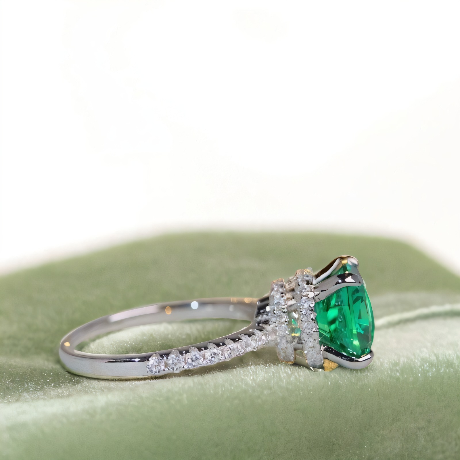 S925 Sterling Silver Gemstone Ring for Women, Emerald Green Paraiba Green