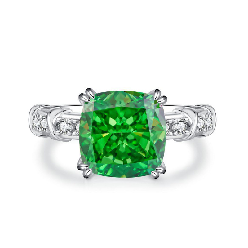 S925 Sterling Silver Cross Ring Yellow Diamond Ice Flower Cut Ring for Women