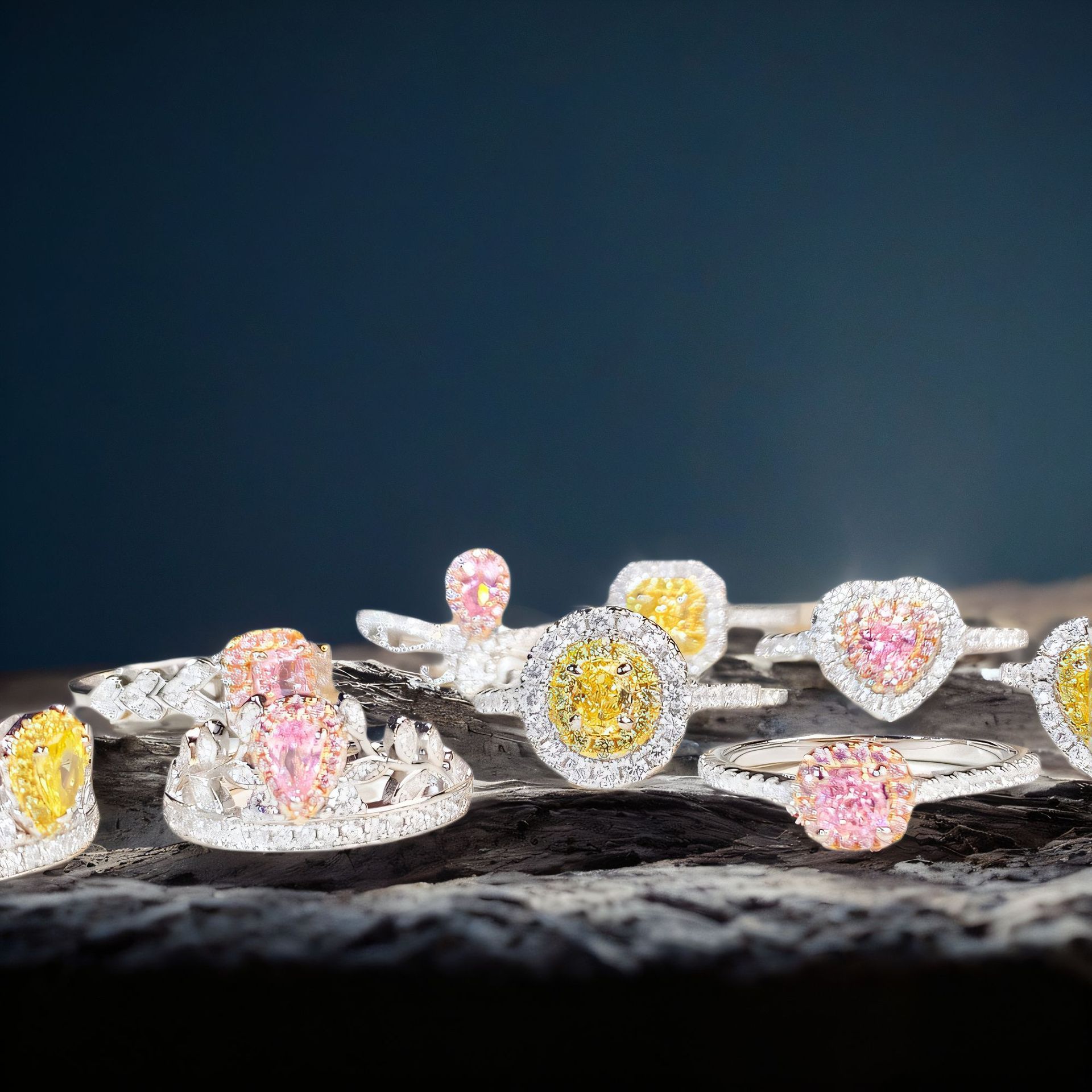 S925 Sterling Silver Pink Diamond Ring for Women Cute Ins Style Simple Pink Heart Ice Flower Cut