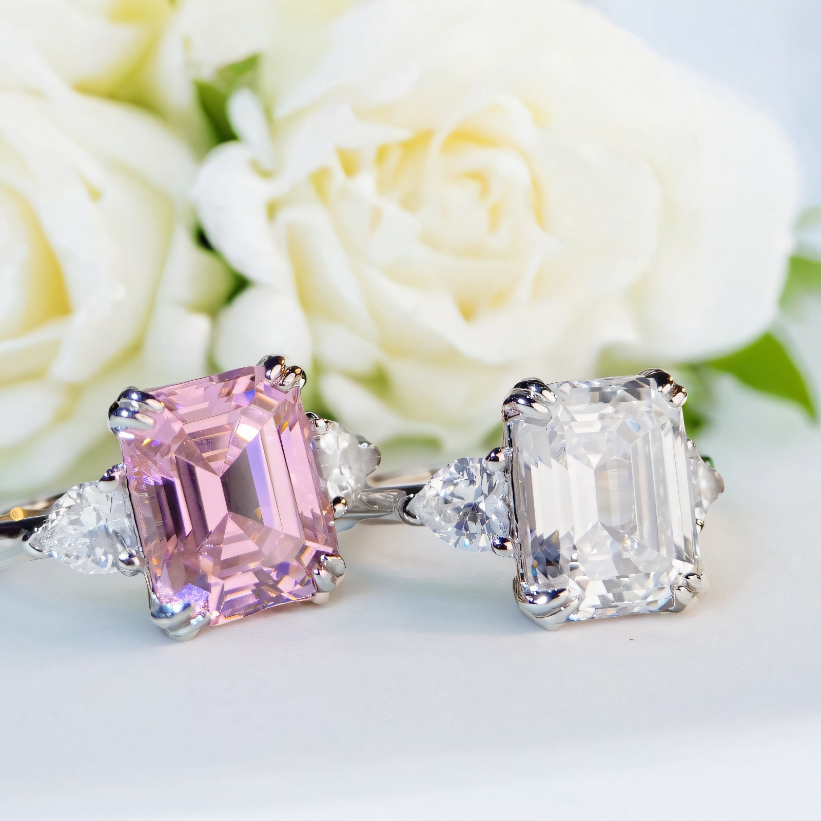 S925 Sterling Silver Pink Diamond Ring