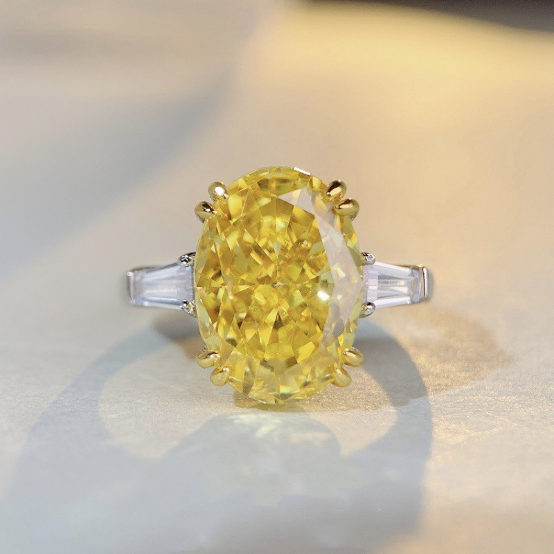S925 Sterling Silver 10 Carat Yellow Diamond Ice Flower Cut Cushion Cut