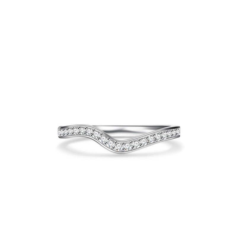 S925 Sterling Silver Hot-Selling Ring for Women Wave Geometric Zircon Full Diamond Band Ring