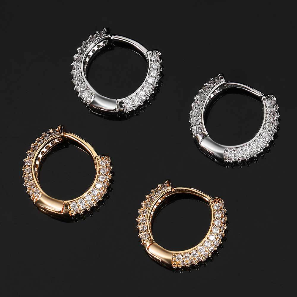 Hip Hop Bubble Zircon Round Earrings Men's Studs High-end Feel 925 Silver Needle Ear Jewelry