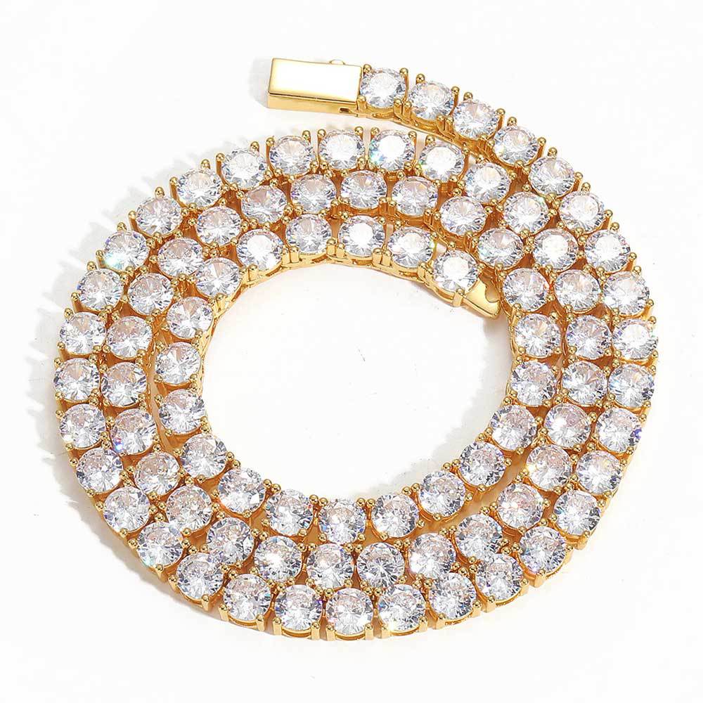 Spring Clasp Tennis Chain Zircon Necklace Hip Hop Jewelry Full Diamond Men's Necklace