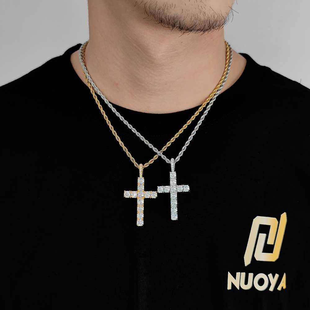 Hip Hop Retro Large Cross Necklace Men's Pendant Cross-border Jewelry Zircon
