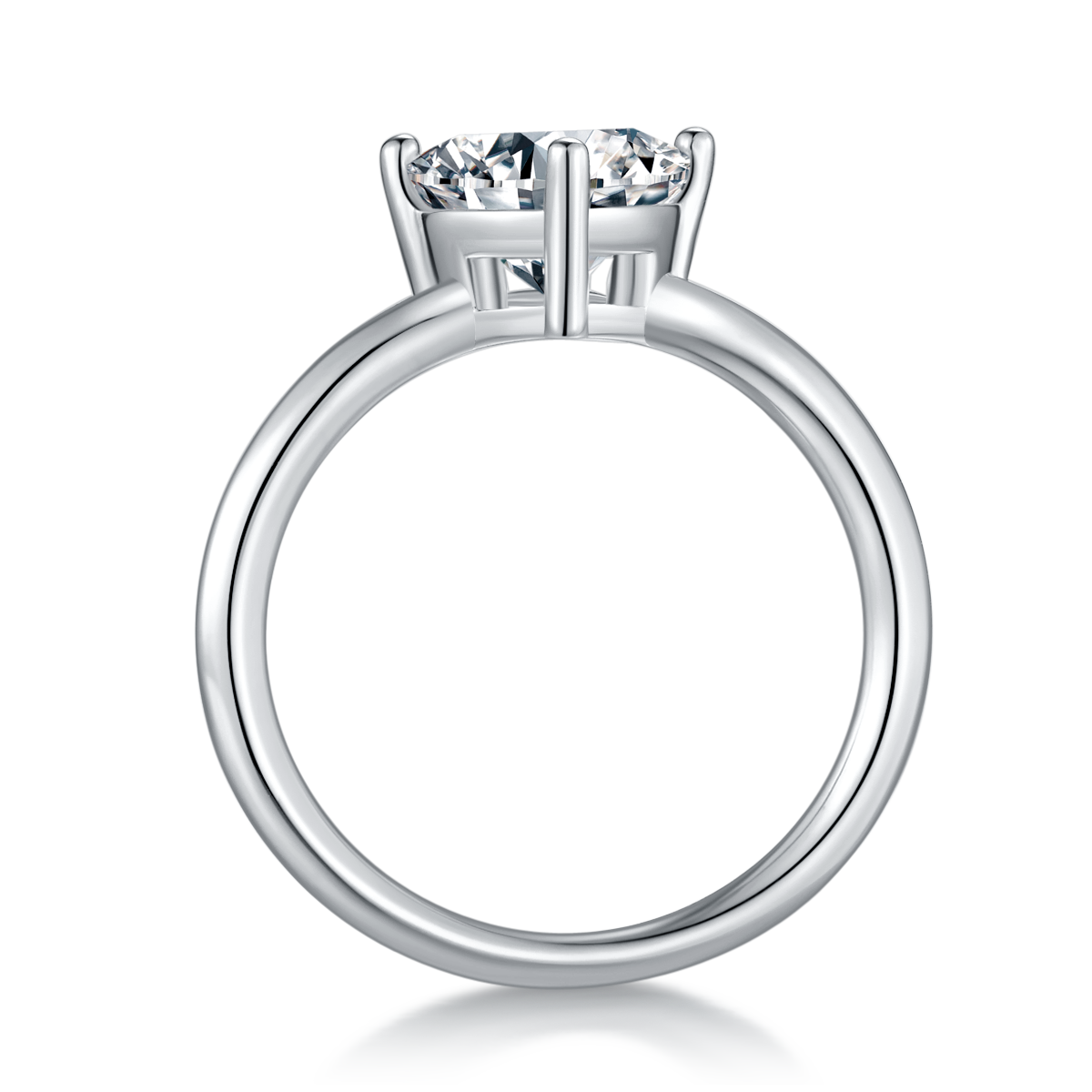 Classic Triangle S925 Silver Plated White Gold Moissan Diamond Women's Ring 3.0 Carat Grade D