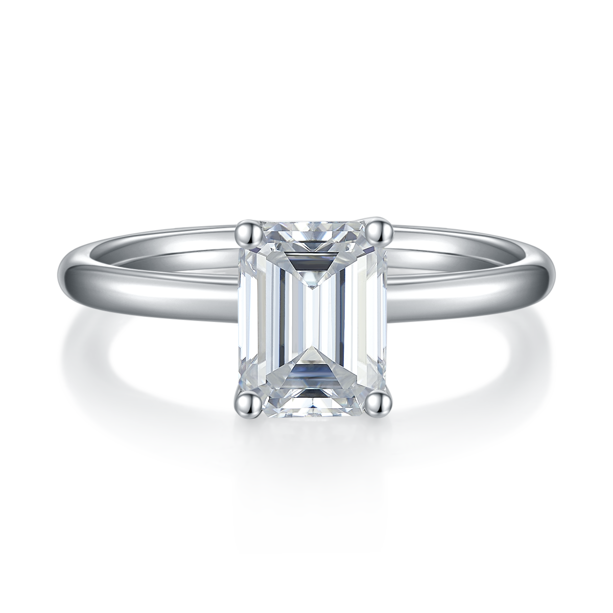 Classic Rectangle S925 Silver Plated White Gold Moissan Diamond Women's Ring 3.0 Ct Grade D
