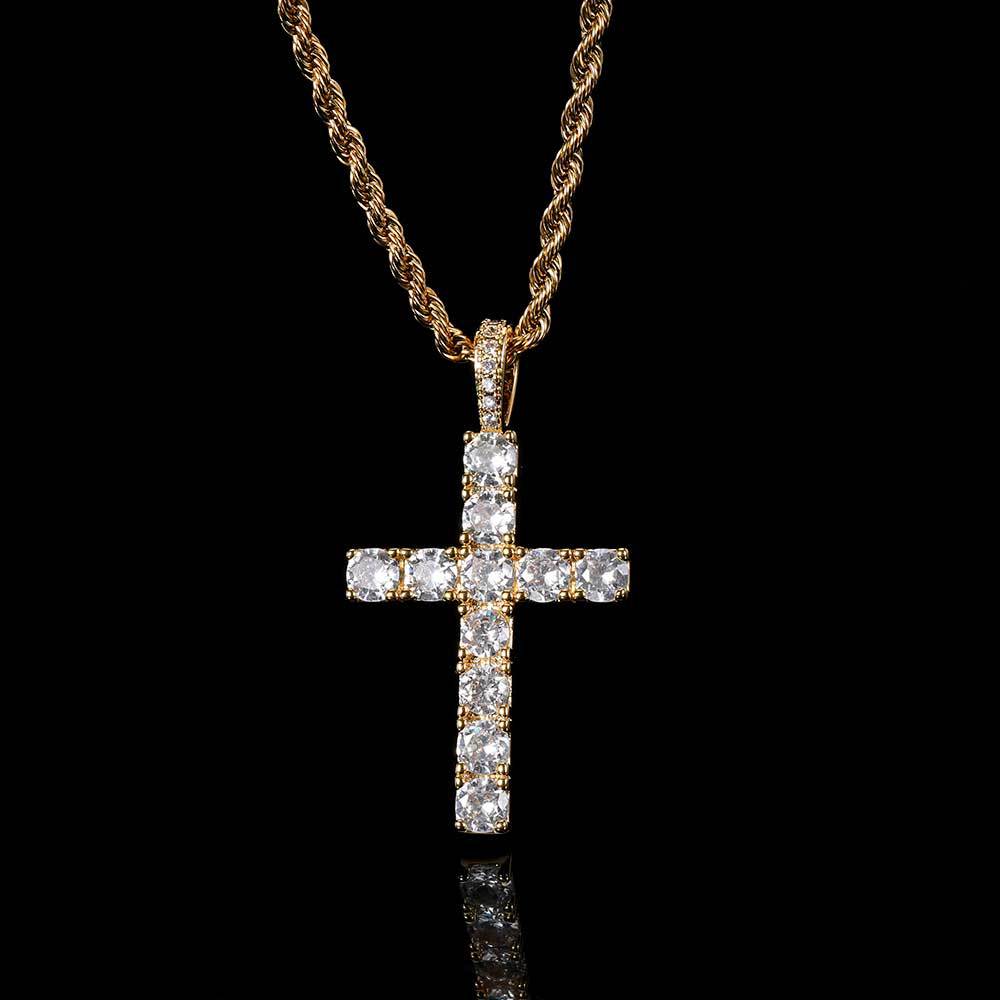 Hip Hop Retro Large Cross Necklace Men's Pendant Cross-border Jewelry Zircon