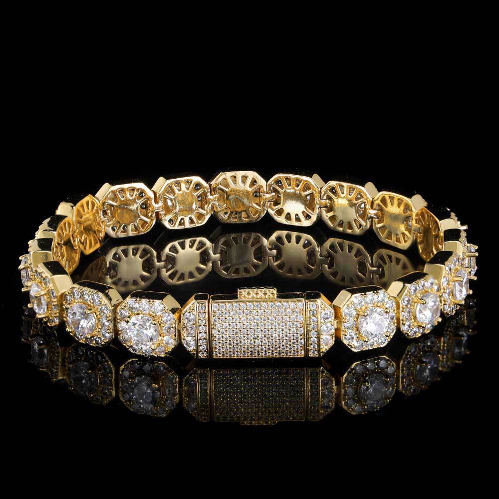 Hip Hop Bracelet Ice Sugar Chain Zircon Bracelet Trendy Personality Fashion Jewelry Men's Bracelet