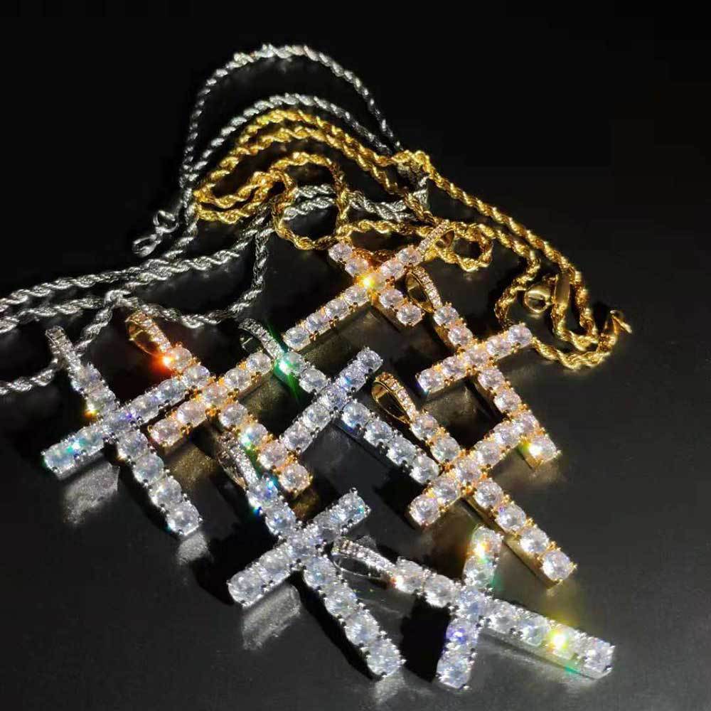 Hip Hop Retro Large Cross Necklace Men's Pendant Cross-border Jewelry Zircon