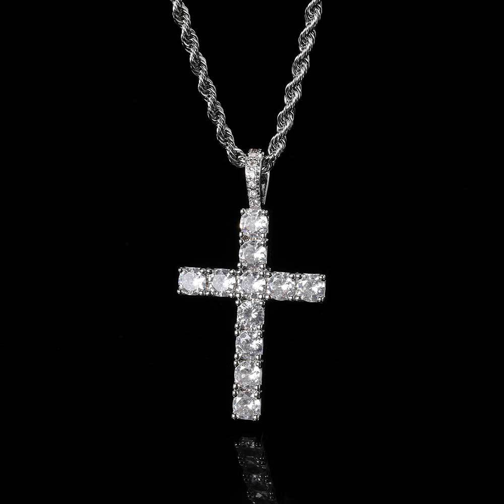 Hip Hop Retro Large Cross Necklace Men's Pendant Cross-border Jewelry Zircon