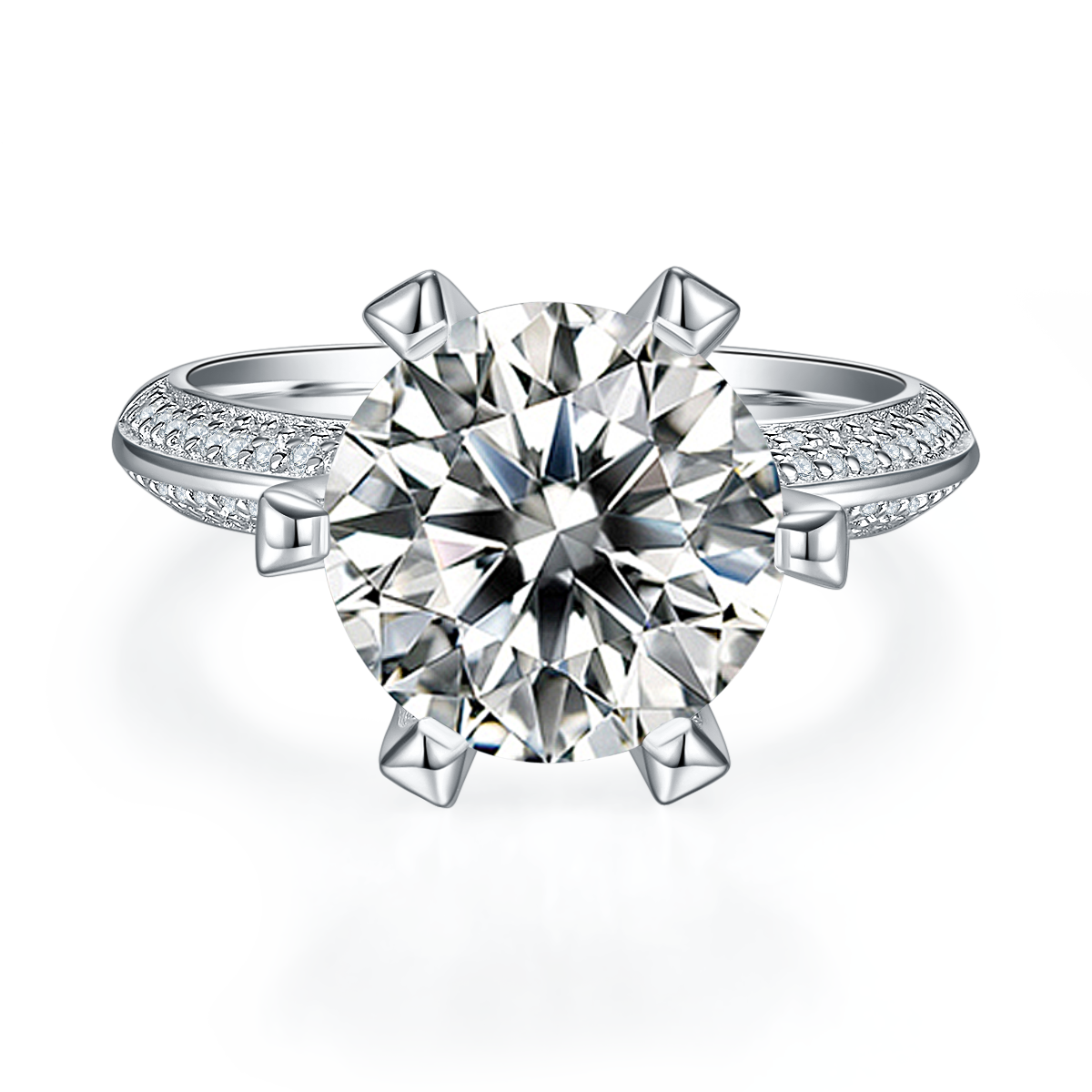 Half of the world S925 Silver Plated White Gold Moissan Diamond Women's Ring 5.0 Carat Grade D
