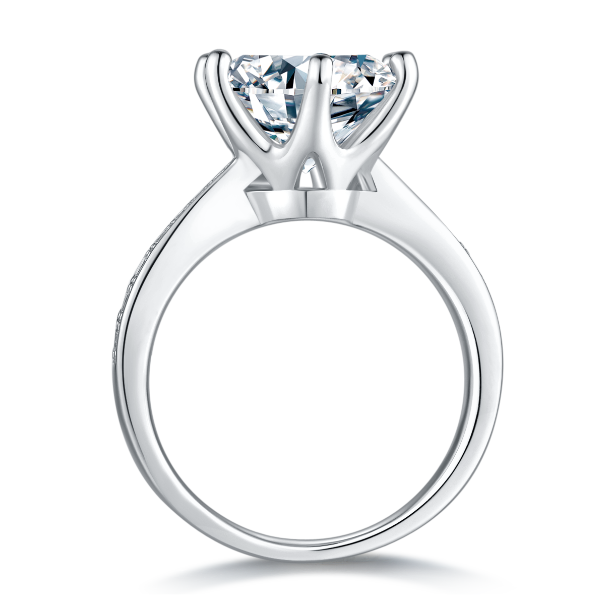 Micropavé Spirit S925 Silver Plated White Gold Moissan Diamond Women's Ring 5.0 ct Grade D