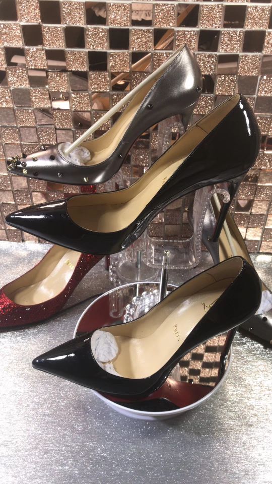 Christian Louboutin Women Heel Shoes Black Patent Leath Style