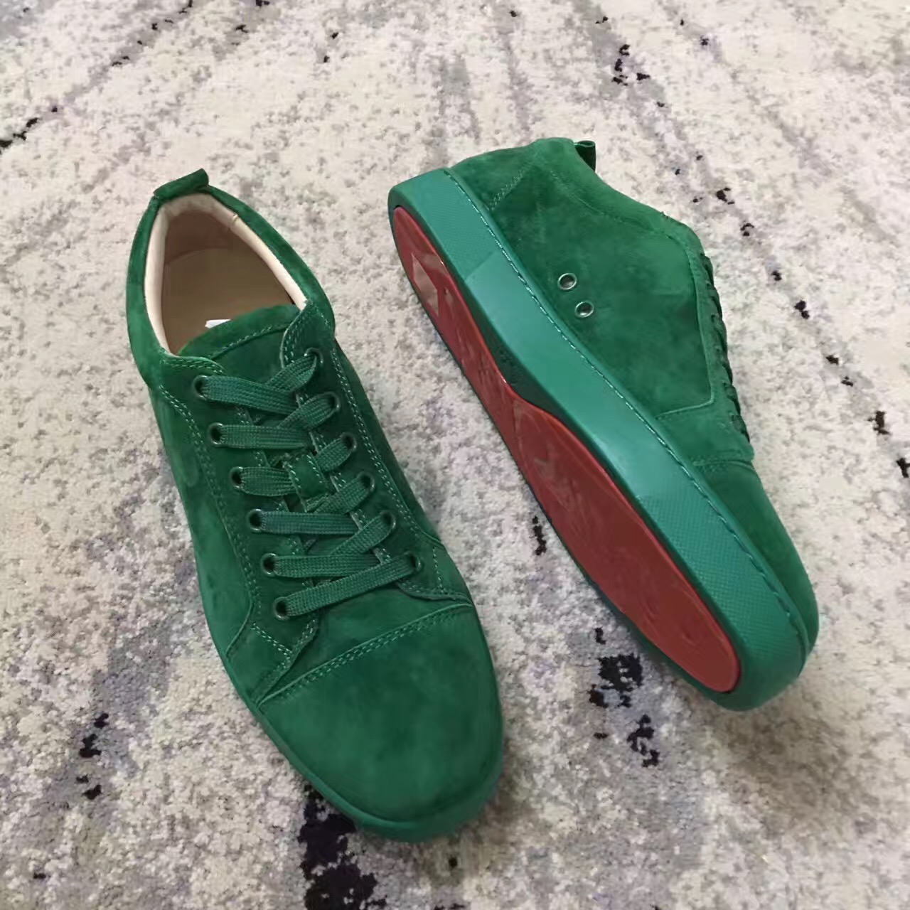 Christian Louboutin Sneaker Low Top Junior Green Suede Shoes