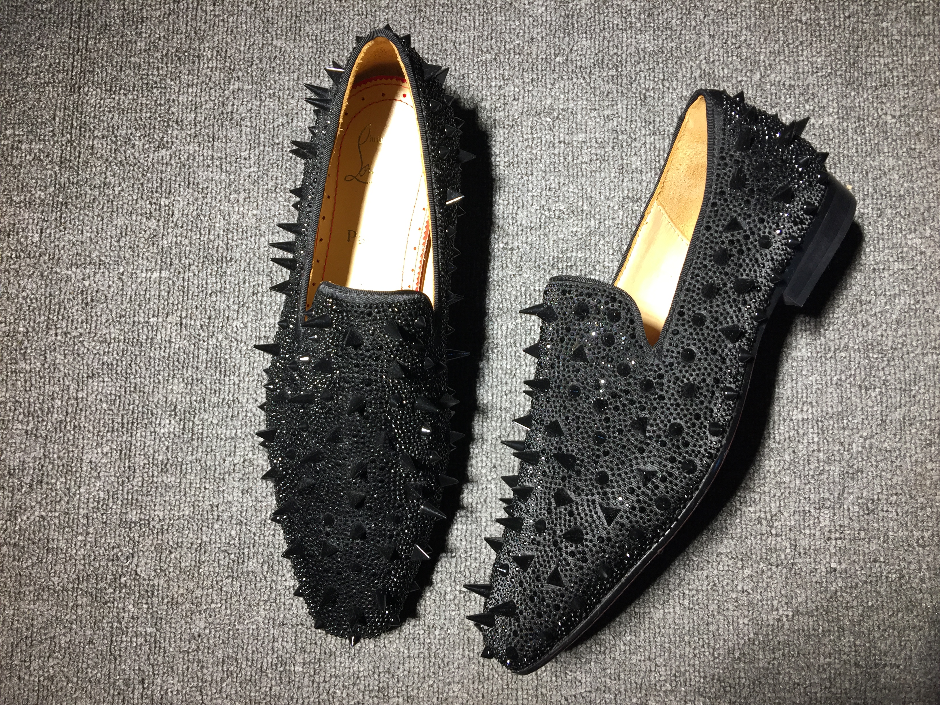 loafers for men Christian Louboutin Loafer Gold Spikes Men Shoes