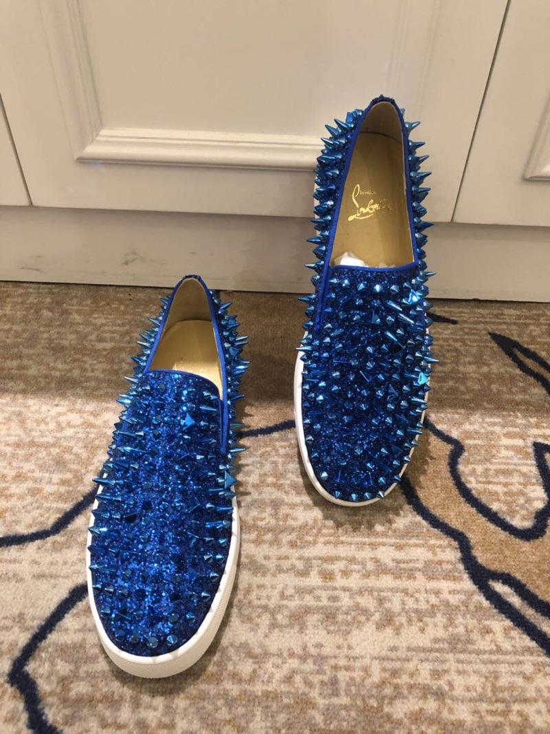 Christian Louboutin Blue Strass With Spike Boat Shoes Louboutin For Man Sneakers