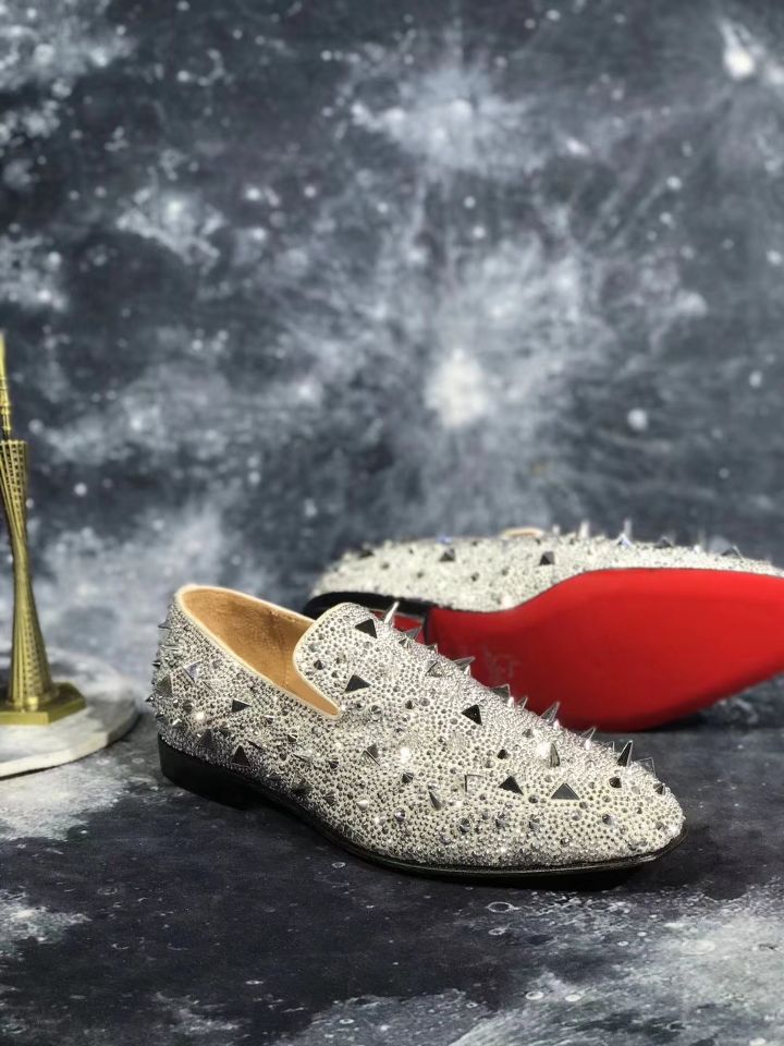 loafers for men Christian Louboutin Loafer White Spikes Men Shoes