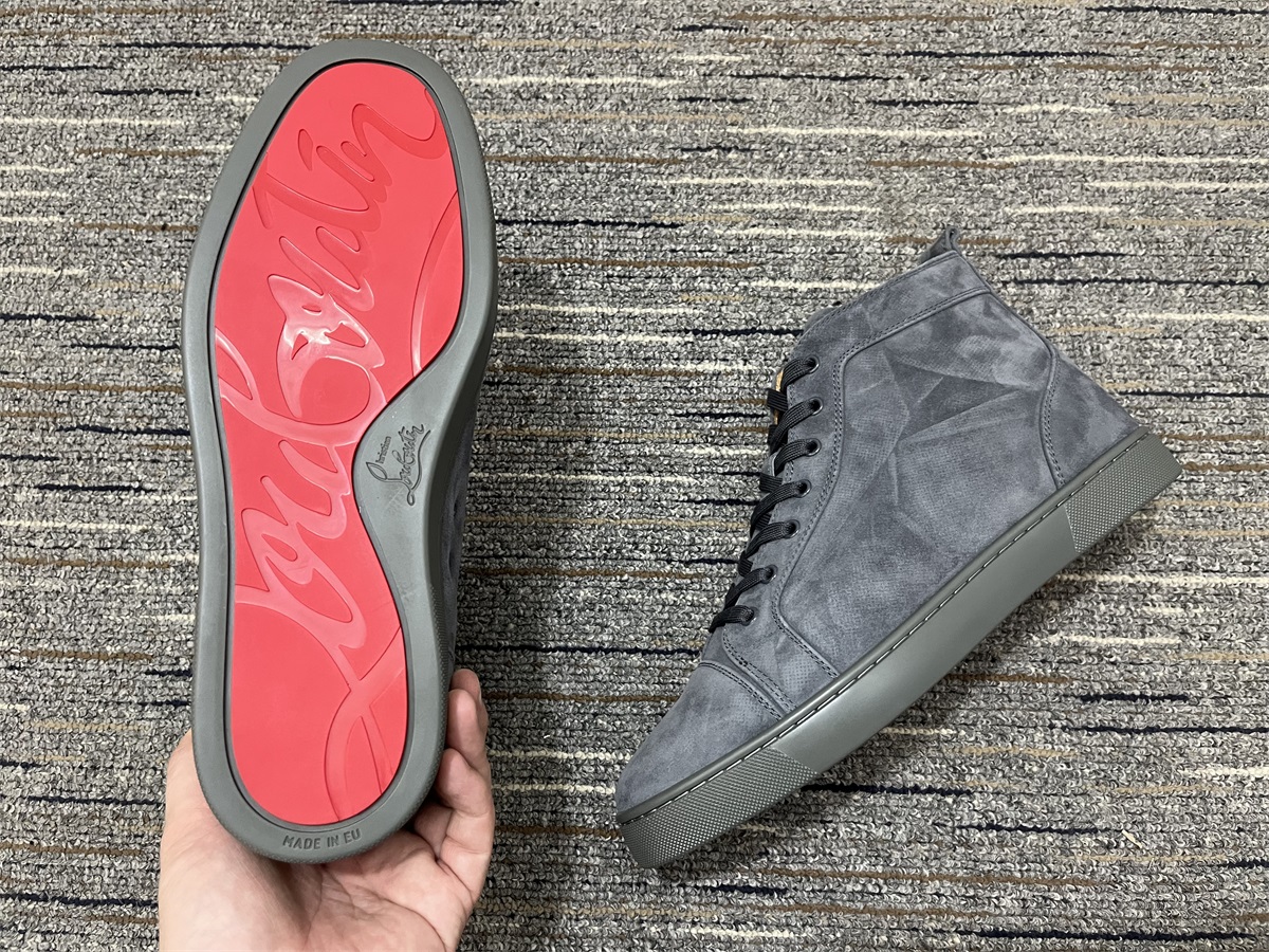 Christian Louboutin grey Suede High Top Flats Men Sneakers