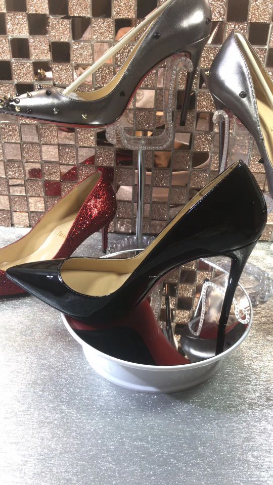 Christian Louboutin Women Heel Shoes Black Patent Leath Style