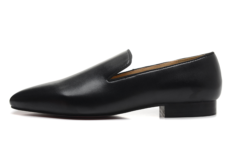 Christian Louboutin Black Leather Loafer Men Shoes