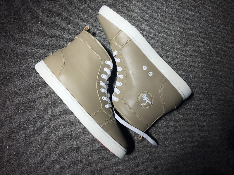 red bottom boots for men Christian Louboutin Leather High Top Sneakers