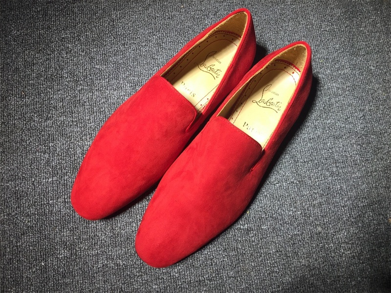 red bottoms male shoes Christian Louboutin Loafer Red Suede Men Shoes