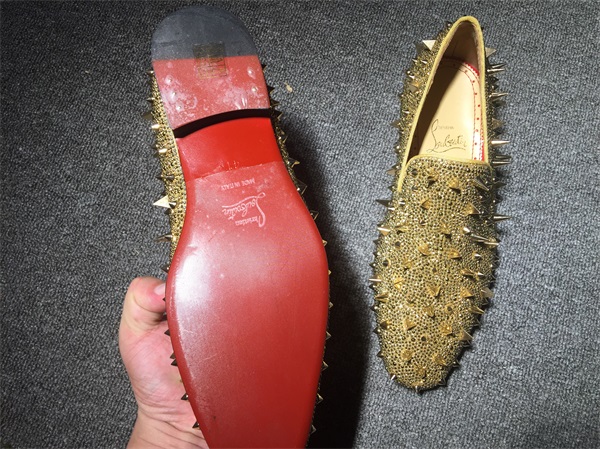 loafers for men Christian Louboutin Loafer Gold Spikes Men Shoes