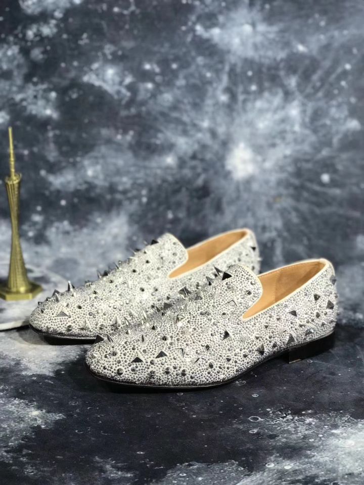loafers for men Christian Louboutin Loafer White Spikes Men Shoes