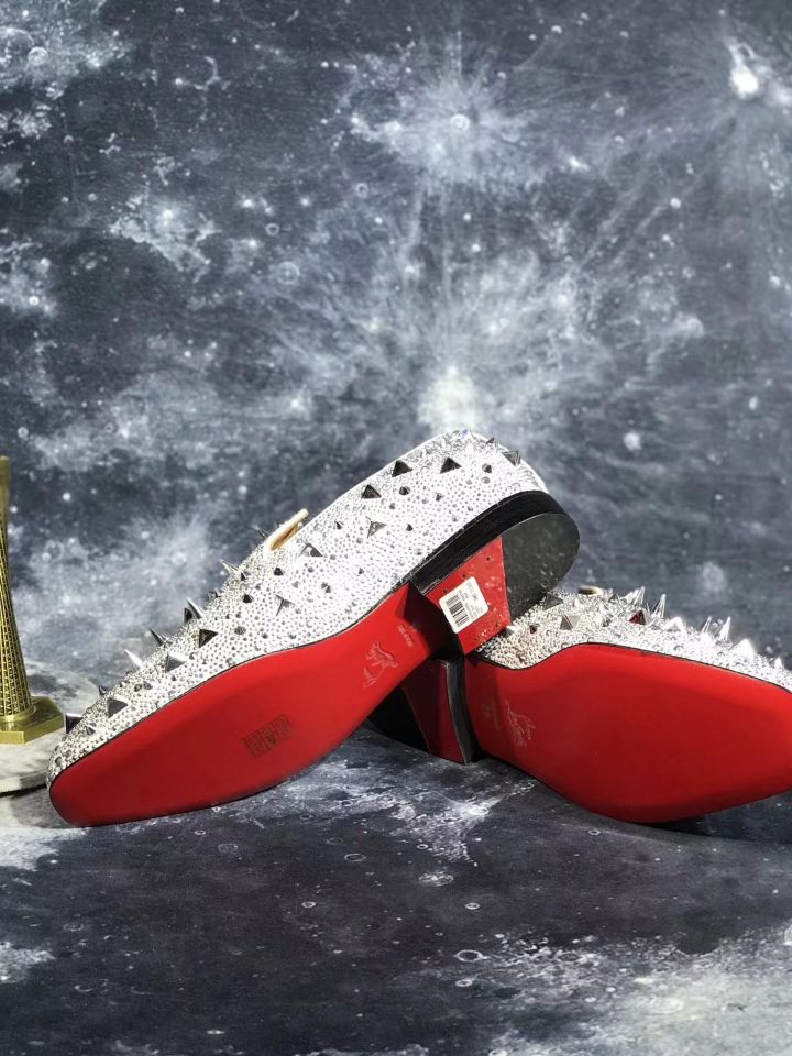 loafers for men Christian Louboutin Loafer White Spikes Men Shoes