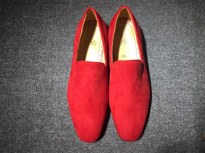 red bottoms male shoes Christian Louboutin Loafer Red Suede Men Shoes