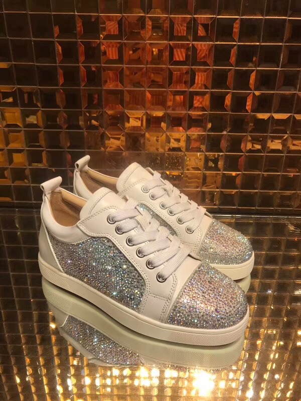 Christian Louboutin White Low Top Strass Junior Shoes
