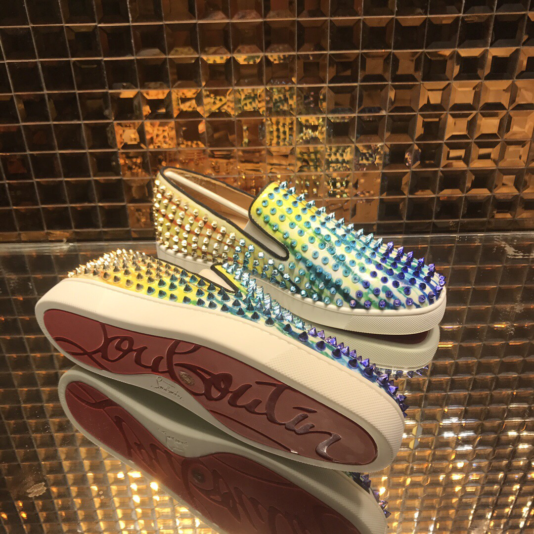Louboutin For Man Sneakers Christian Louboutin Flat Spike Boat Shoes