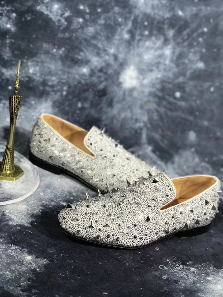 loafers for men Christian Louboutin Loafer White Spikes Men Shoes