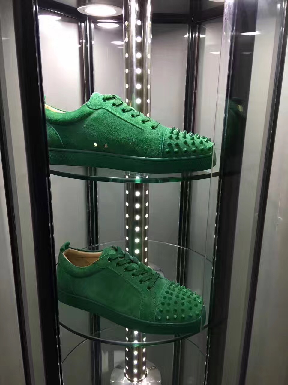 Christian Louboutin Sneaker Low Top Junior Green Suede Spikes Shoes